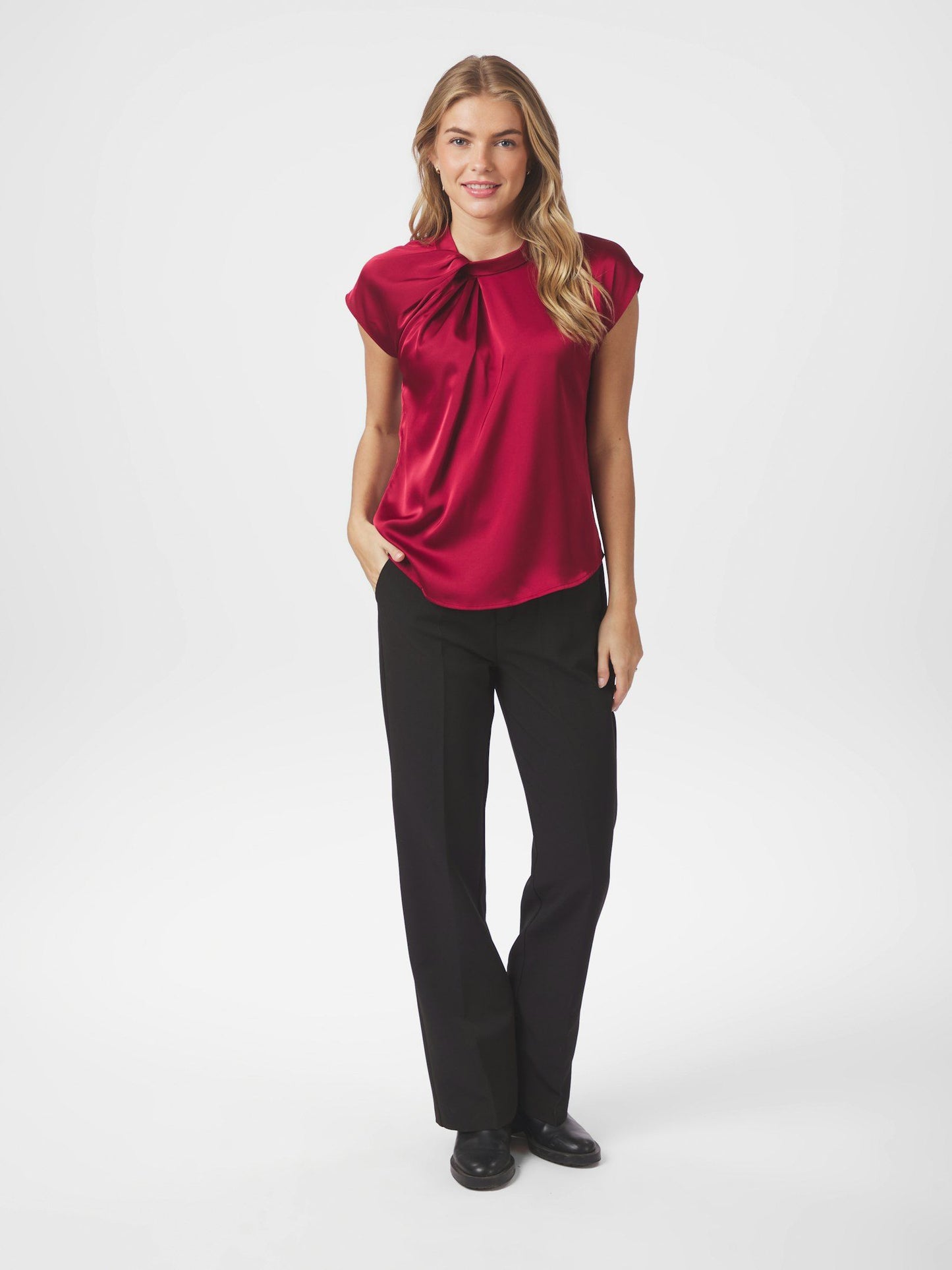 Neo Noir Fleur Drapy Satin Blouse