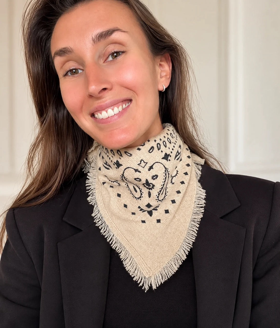 Shoelace Brand Cashmere Scarf Beige