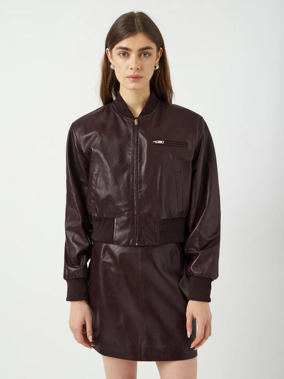 YAS Kala Bomber Leather Jacket