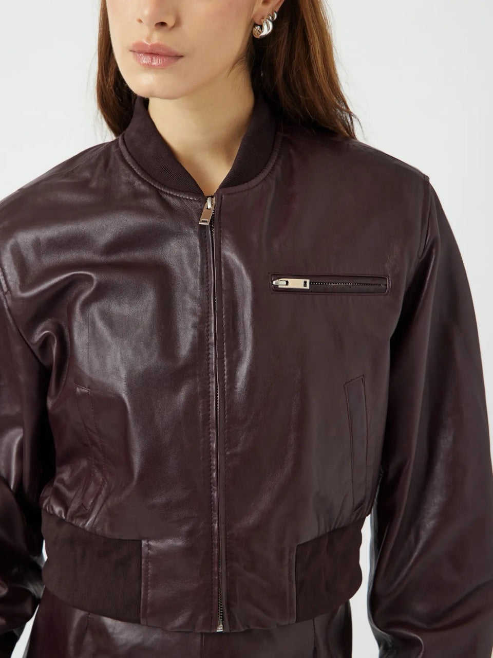 YAS Kala Bomber Leather Jacket