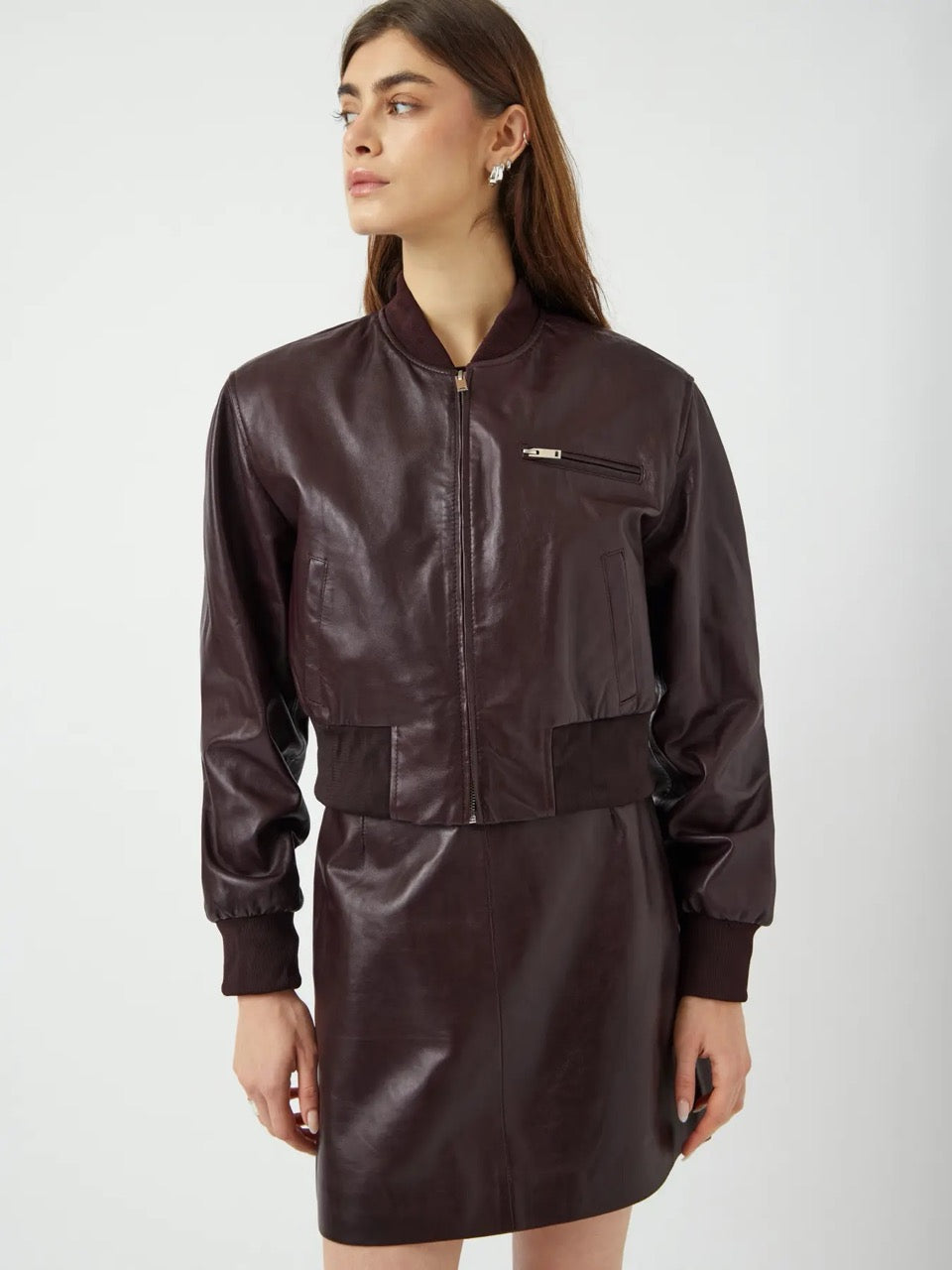 YAS Kala Bomber Leather Jacket