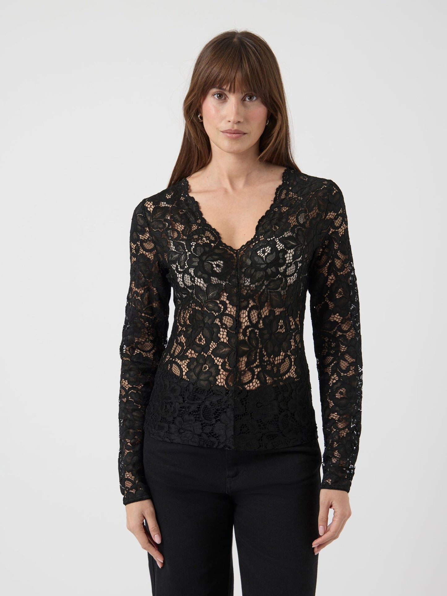 YAS Lacey V-Neck Lace Top
