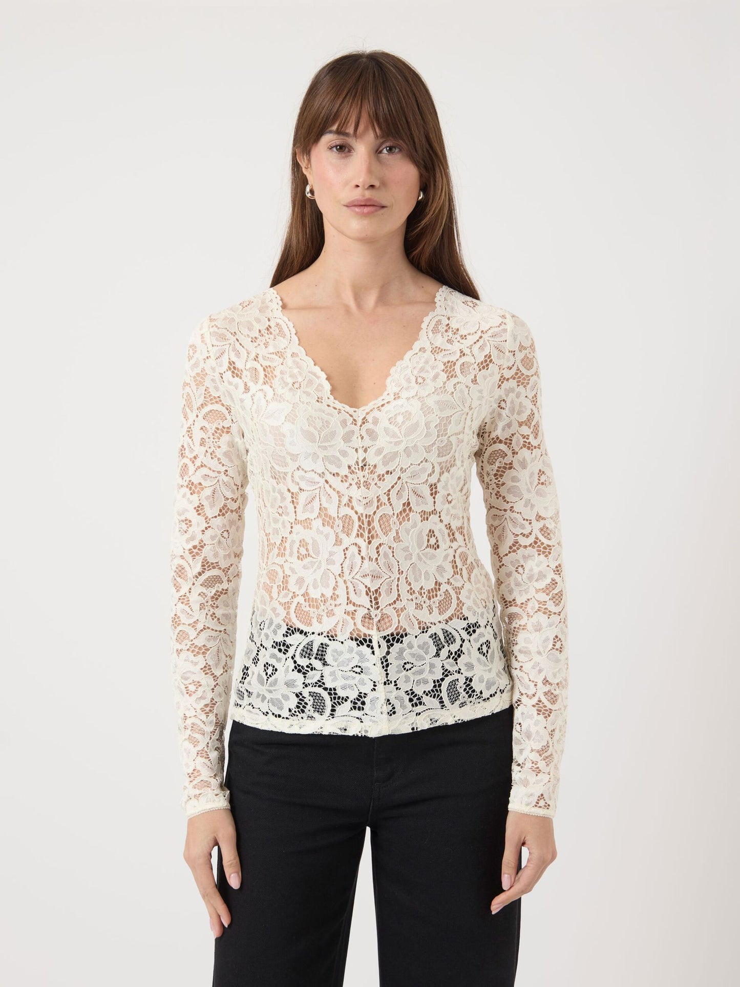 YAS Lacey V-Neck Lace Top
