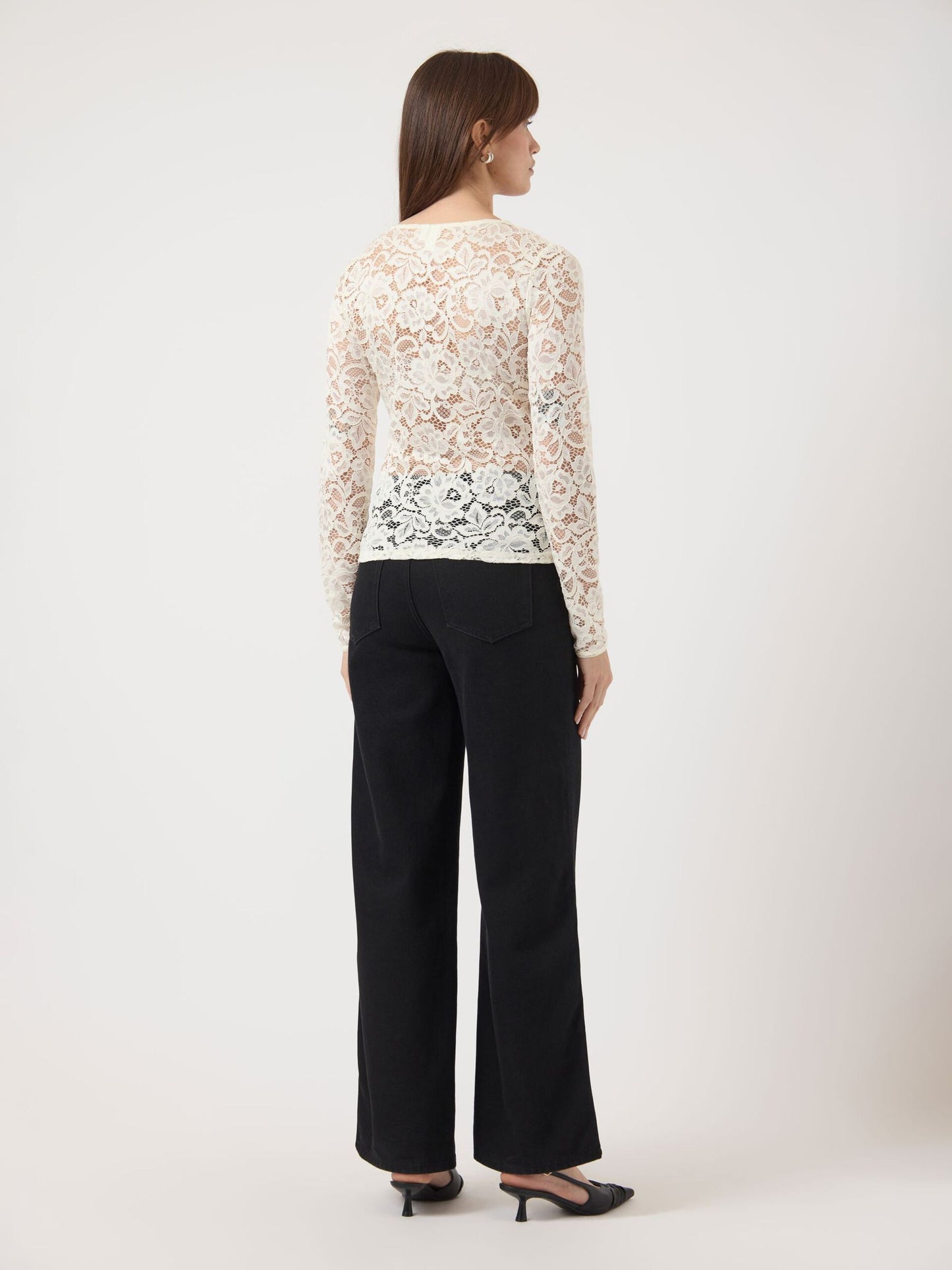 YAS Lacey V-Neck Lace Top