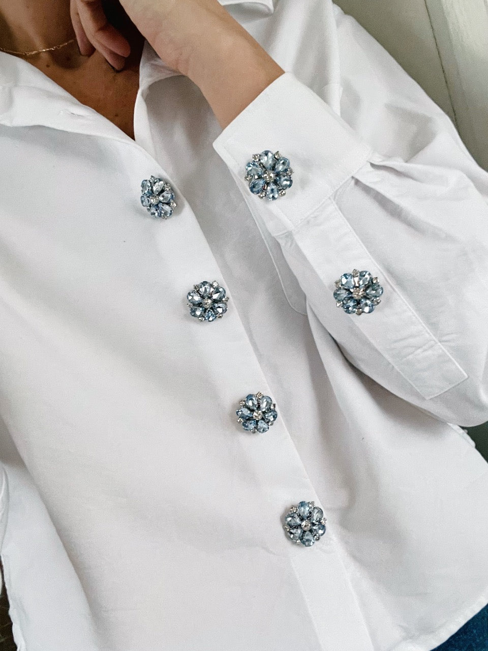 Holly Blue Flower Button Charm