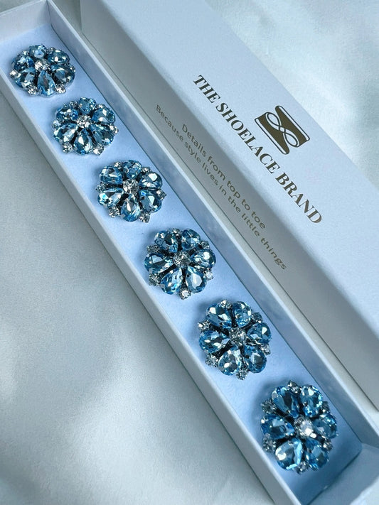 Holly Blue Flower Button Charm