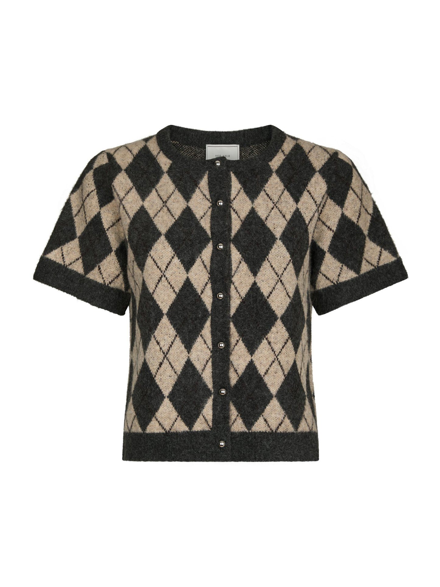 Neo Noir Allestar Check Knit Cardigan