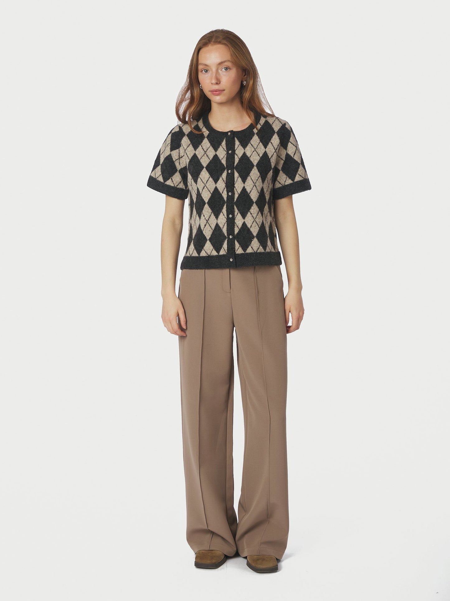 Neo Noir Allestar Check Knit Cardigan