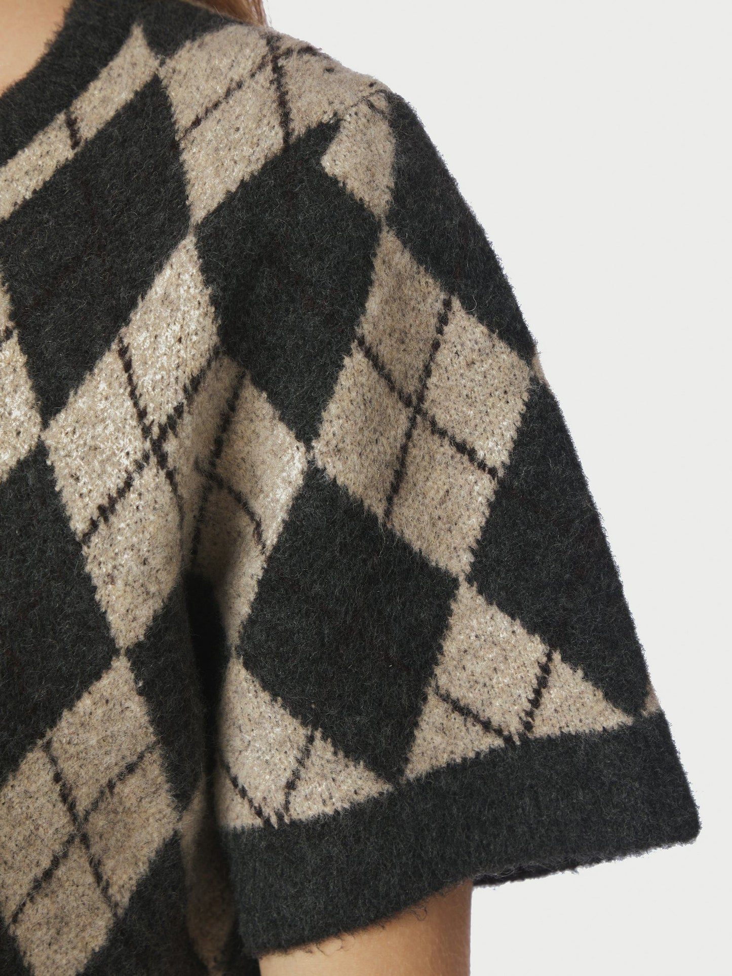 Neo Noir Allestar Check Knit Cardigan