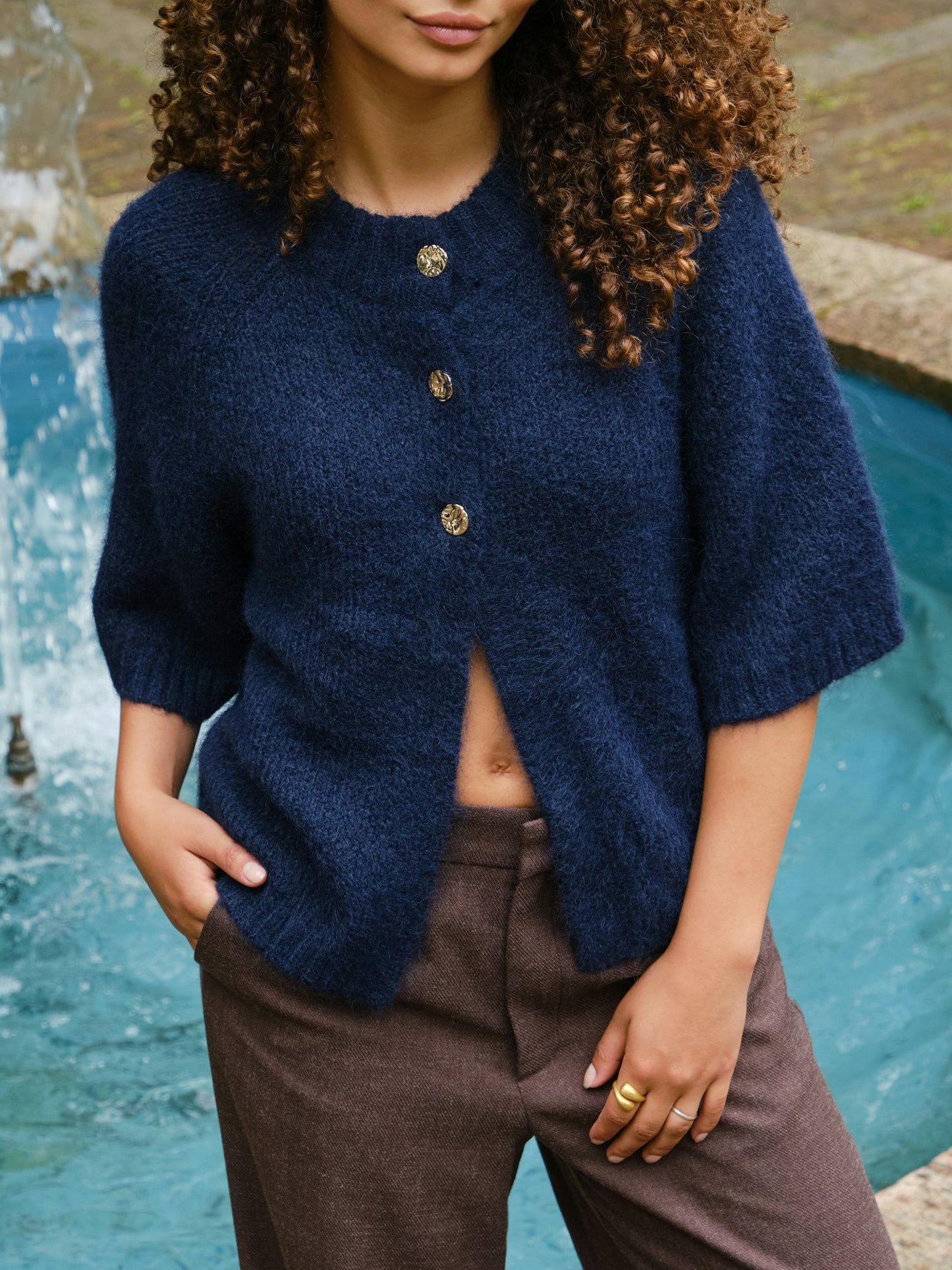 Neo Noir Benuta Fluffy Knit Cardigan