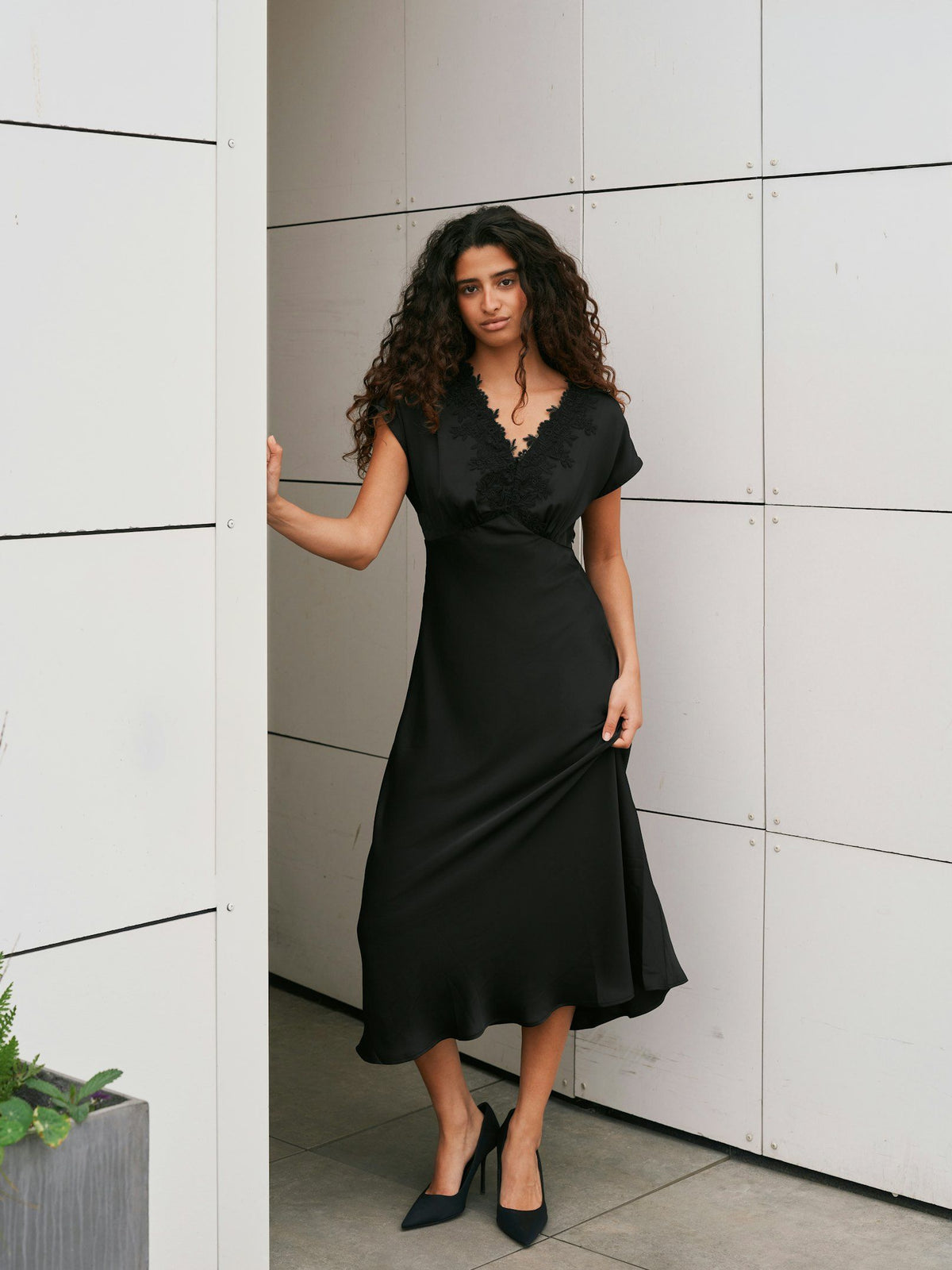 Neo Noir Clarita Sateen Dress