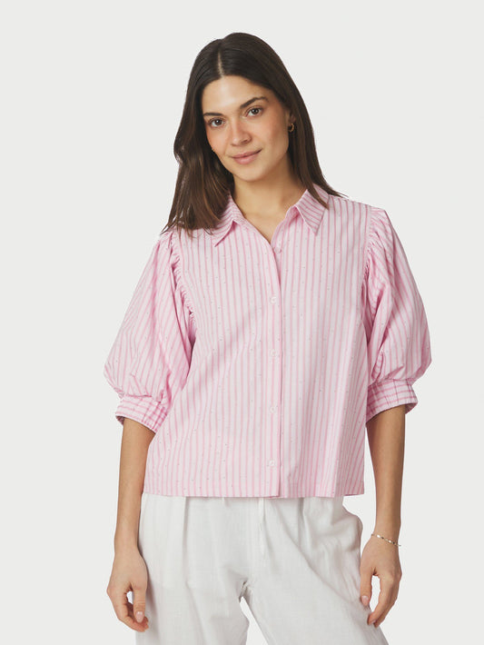 Neo Noir Etta Soft Stripe Stone Shirt