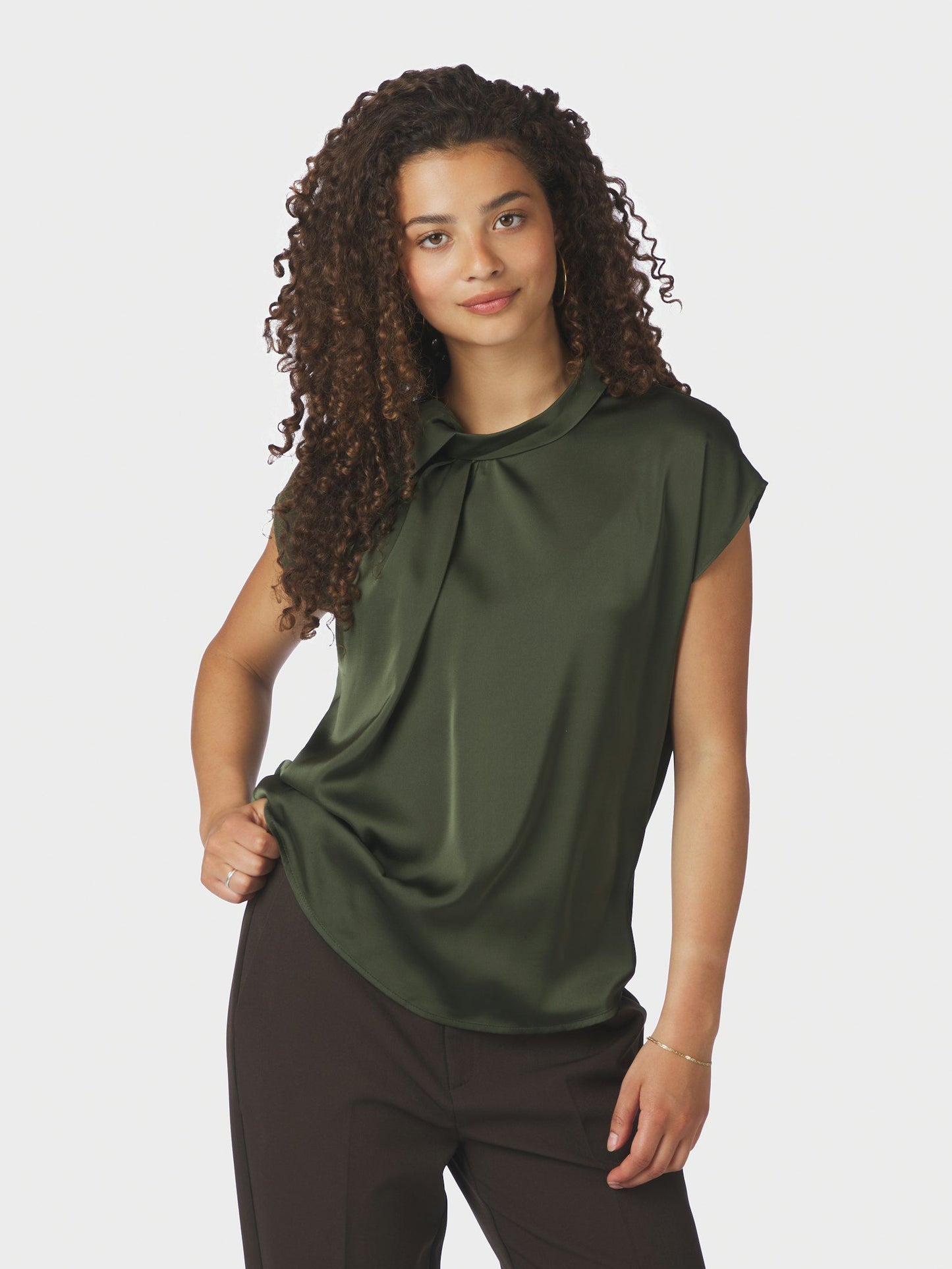 Neo Noir Fleur Drapy Satin Blouse