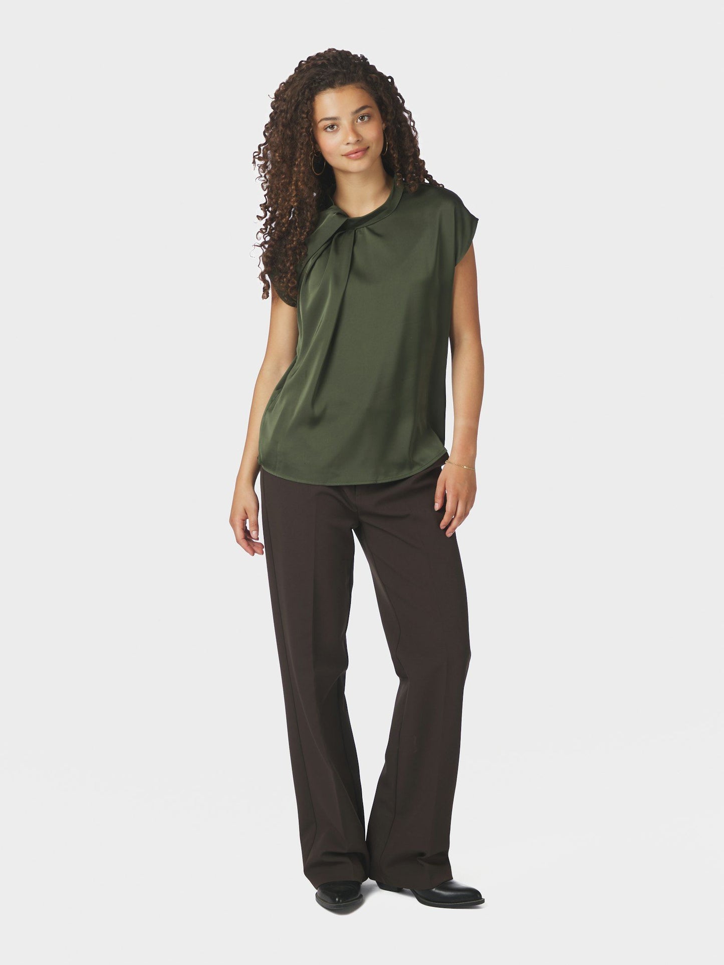 Neo Noir Fleur Drapy Satin Blouse