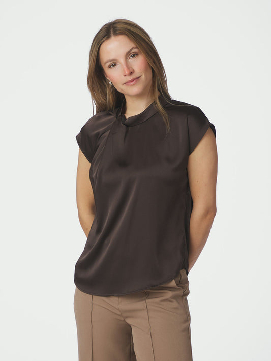 Neo Noir Fleur Drapy Satin Blouse