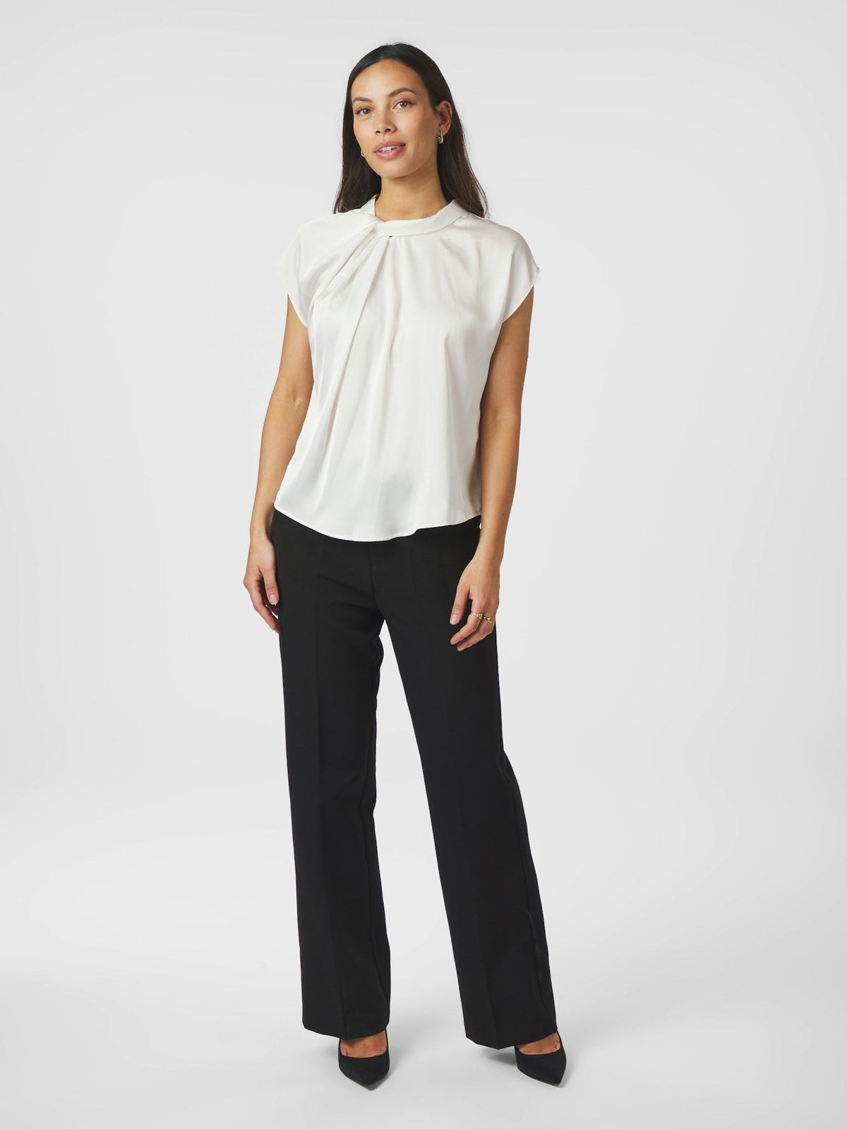 Neo Noir Fleur Drapy Satin Blouse