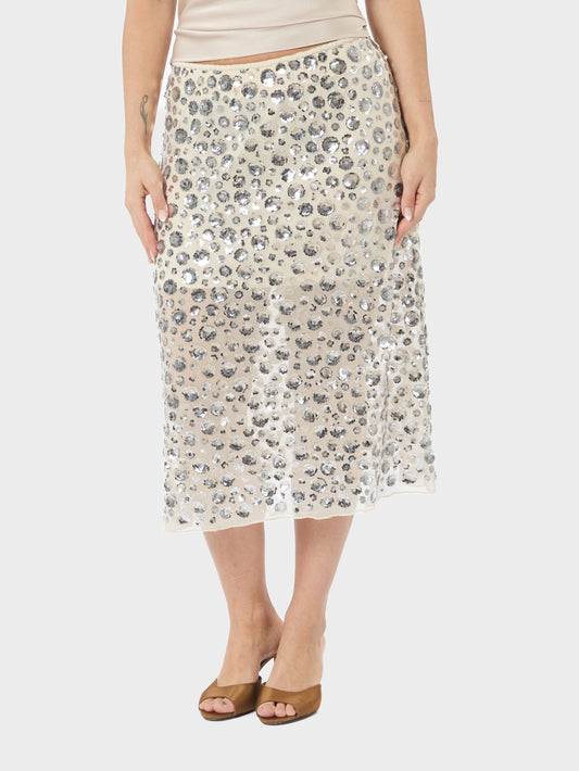 Neo Noir Gilla Flower Sequin Skirt