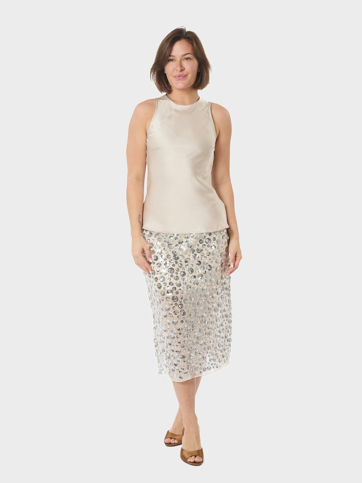 Neo Noir Gilla Flower Sequin Skirt