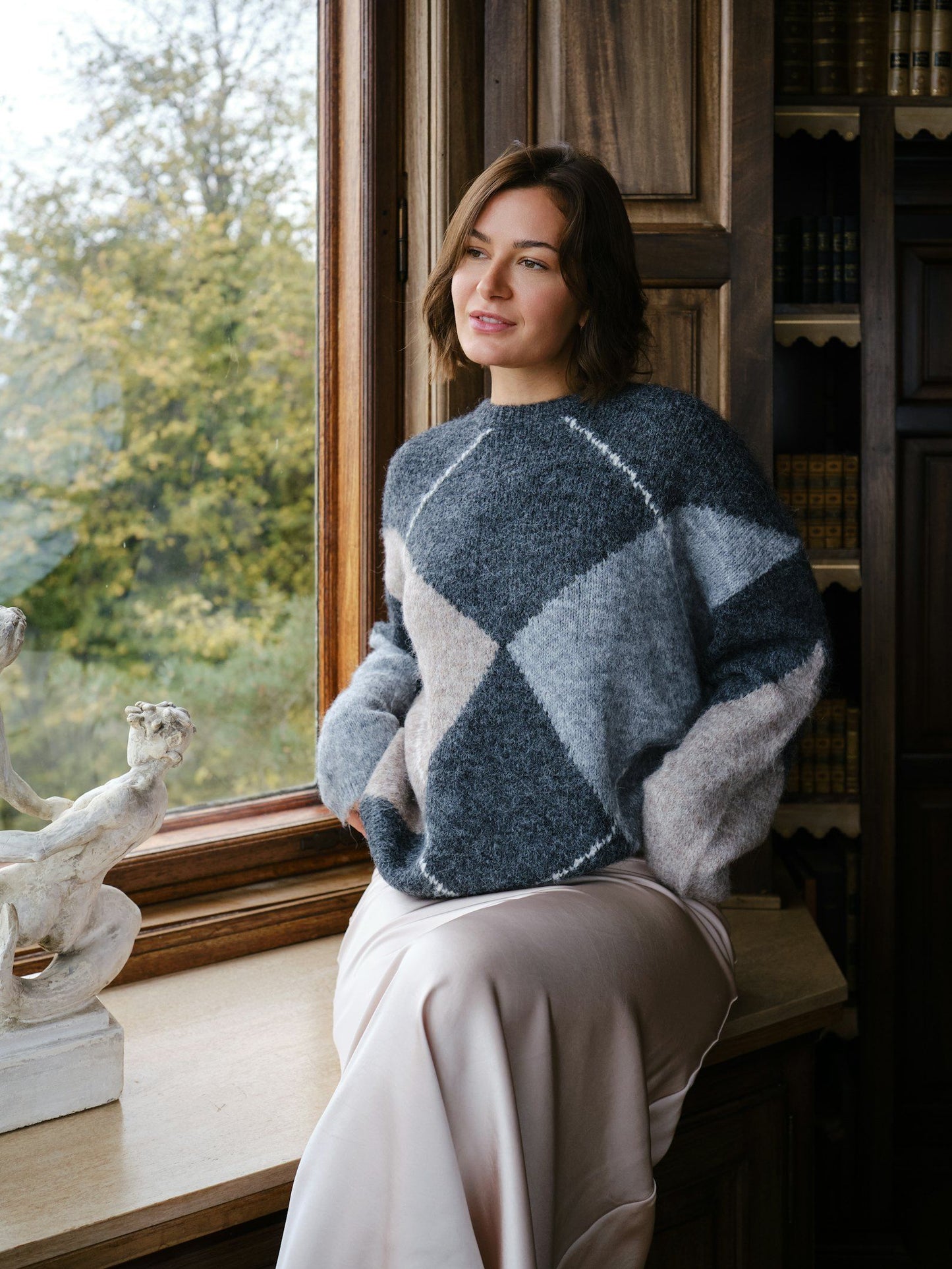 Neo Noir Inga Check Knit Blouse