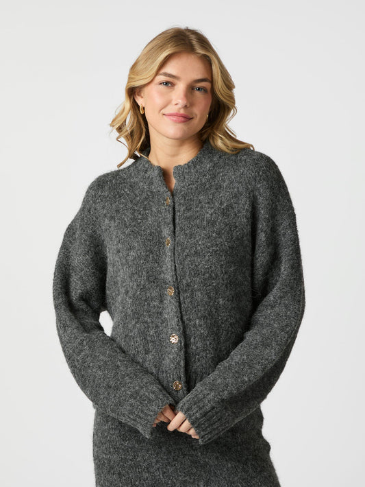 Neo Noir Taura Fluffy Knit Cardigan