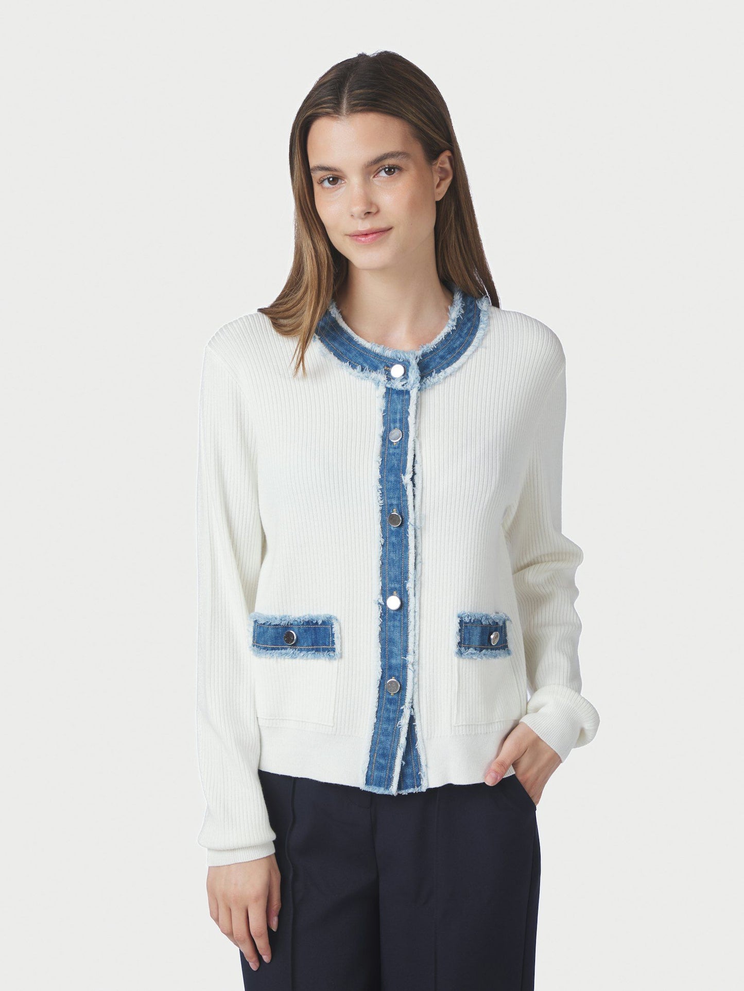 Neo Noir Zelma Knit Denim Cardigan
