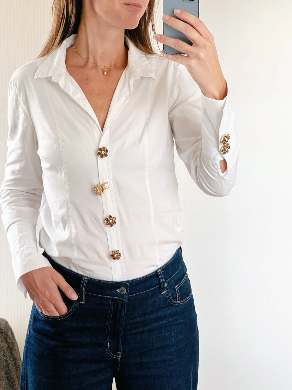 Erika Brown Crystal Button Charm