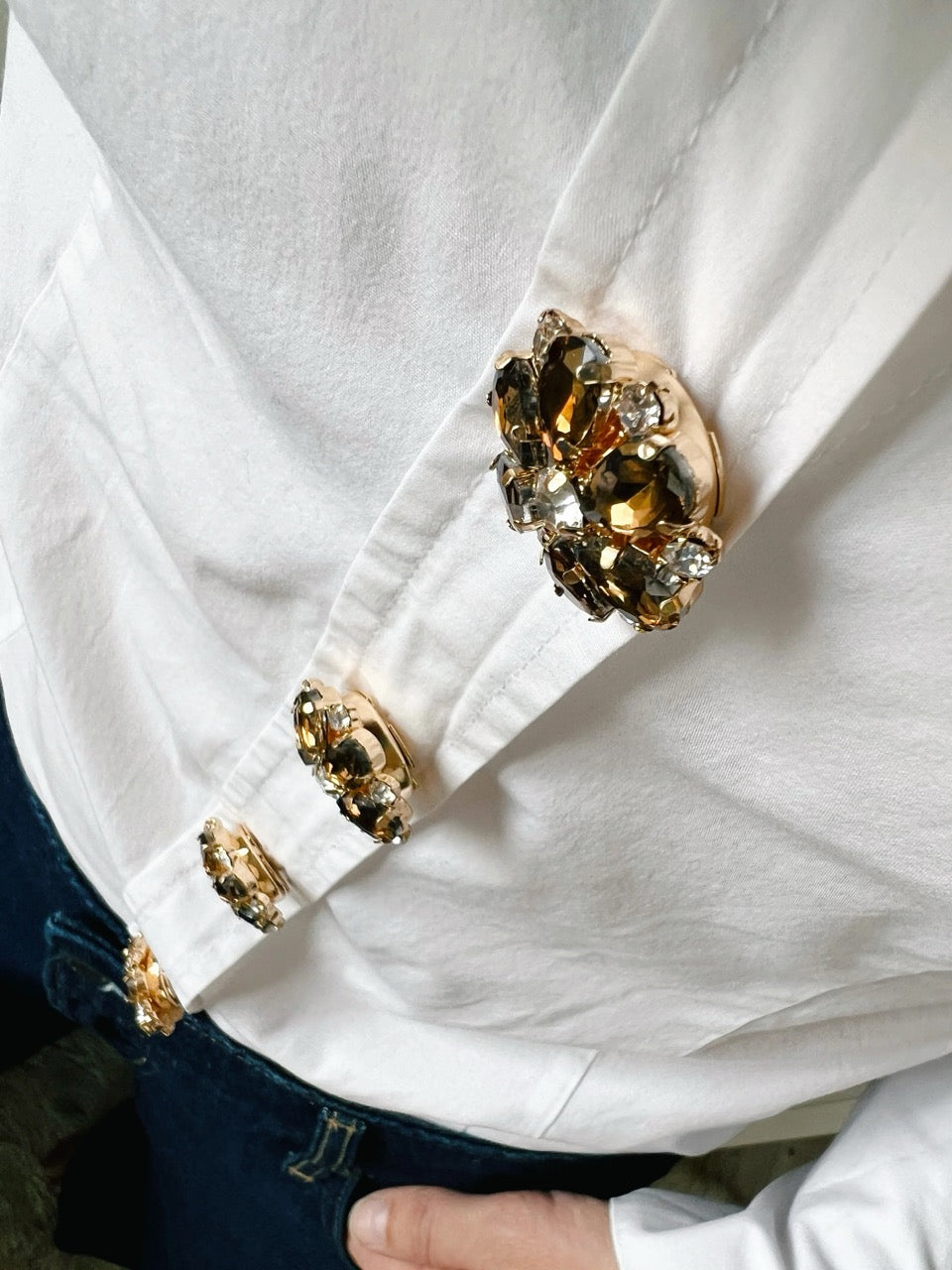 Erika Brown Crystal Button Charm