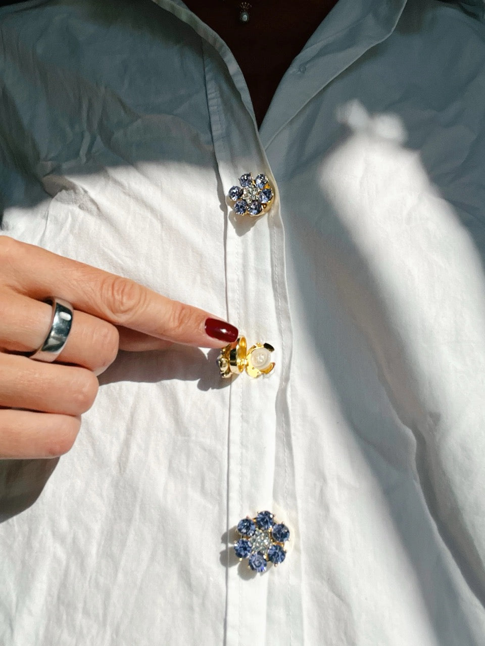 Hilde Purple Flower Button Charm