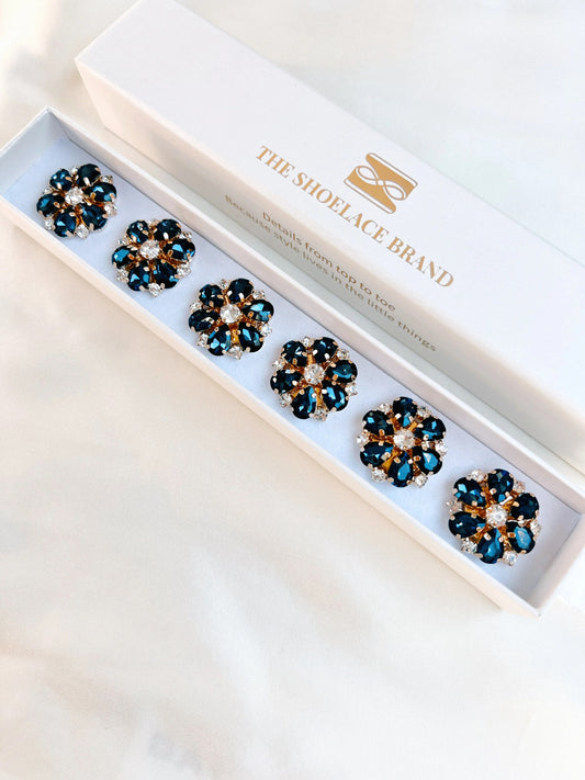 Isabelle Navy Flower Button Charm