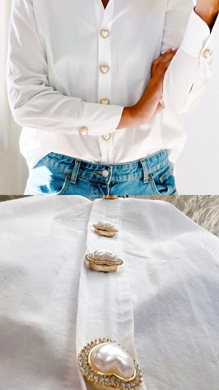 Kickan Pearl Heart Button Charm