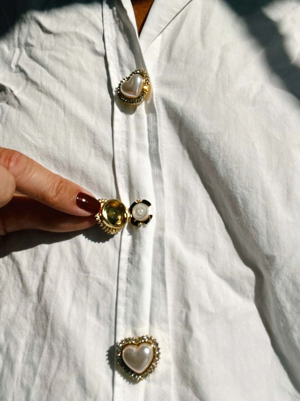 Kickan Pearl Heart Button Charm