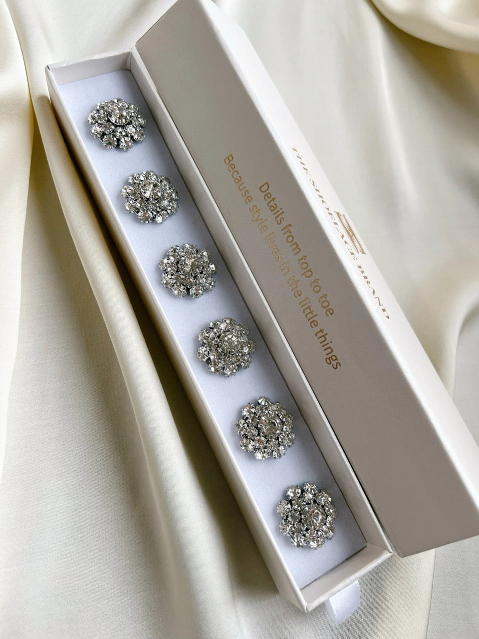 Olivia Crystal Flower Button Charm