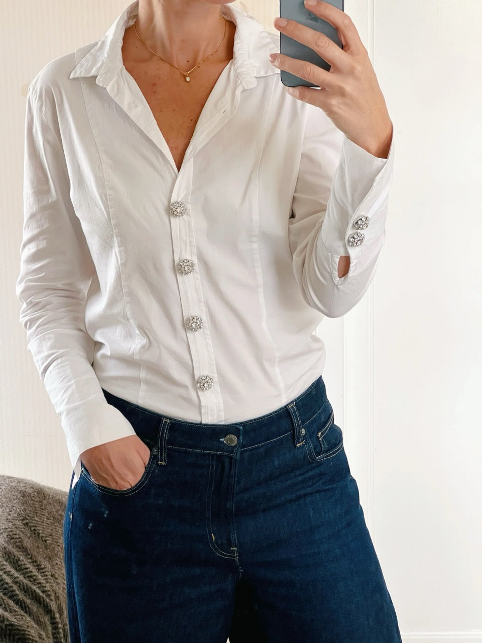 Olivia Crystal Flower Button Charm