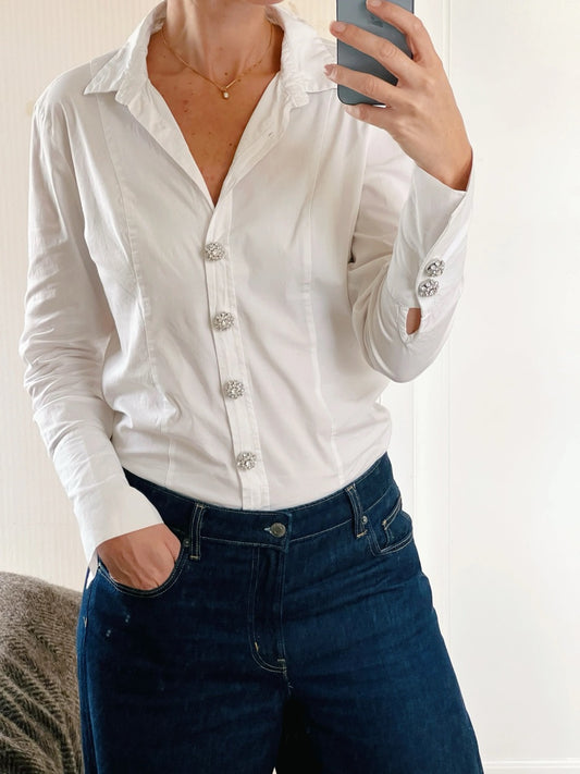 Olivia Crystal Flower Button Charm