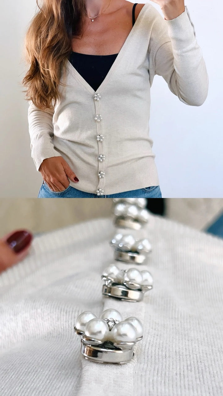 Rosi Pearl Flower Button Charm