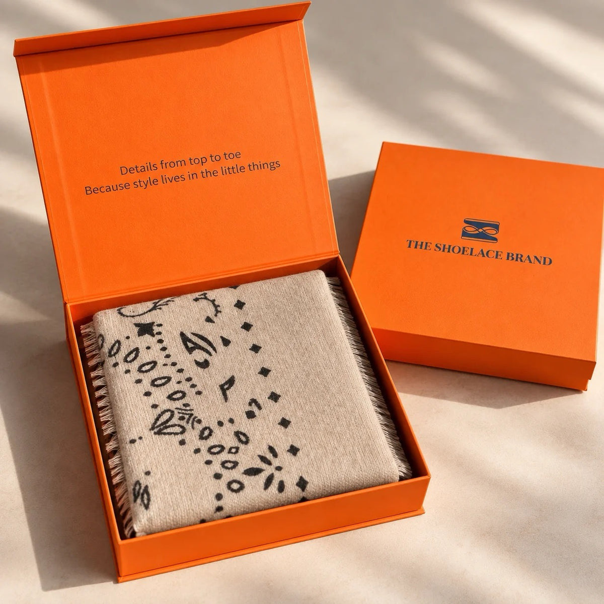 Shoelace Brand Cashmere Scarf Beige