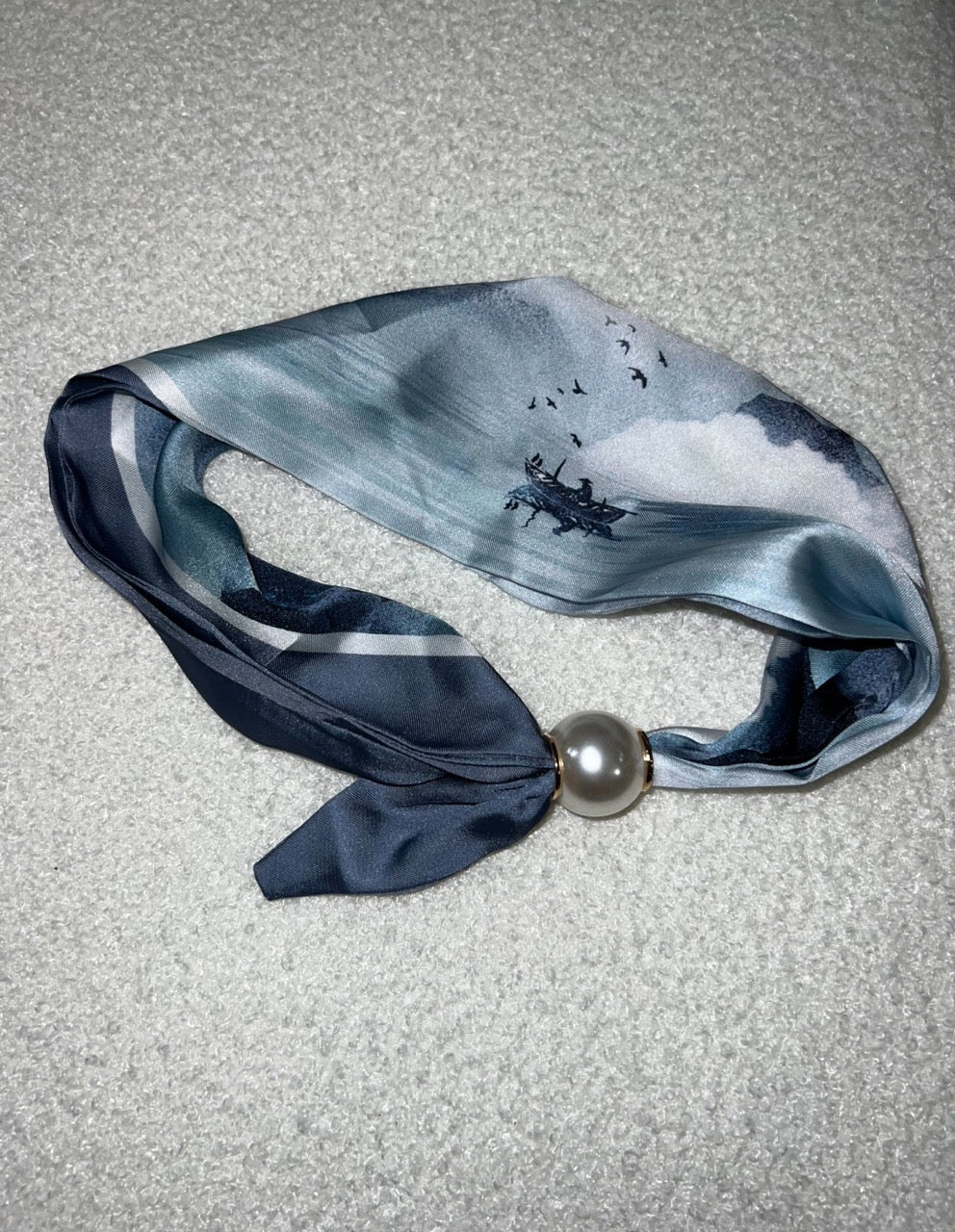 Shoelace Brand Scarf Blue Sea