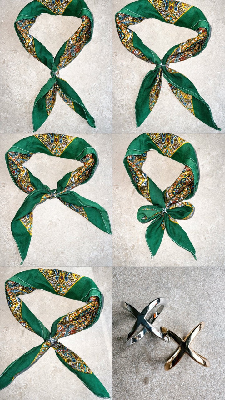 Shoelace Brand Scarf Ring Gold