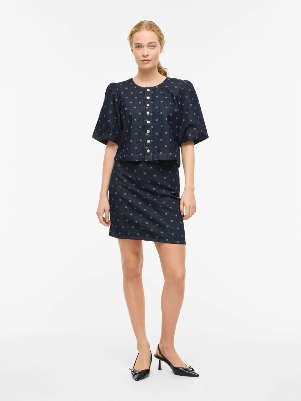 Vila Vipal Dot Denim Top