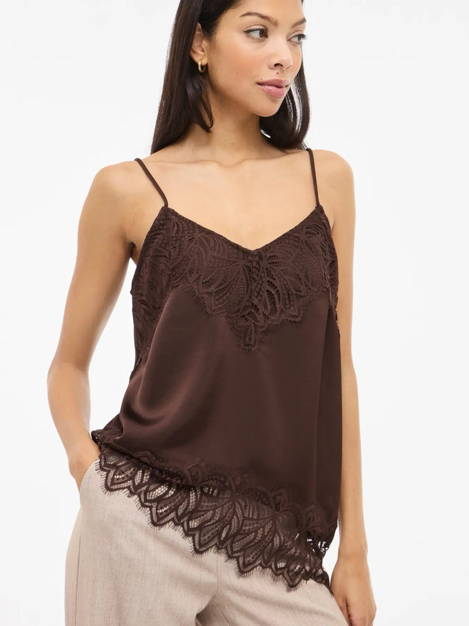 VILA Vilea Lace Strap Top