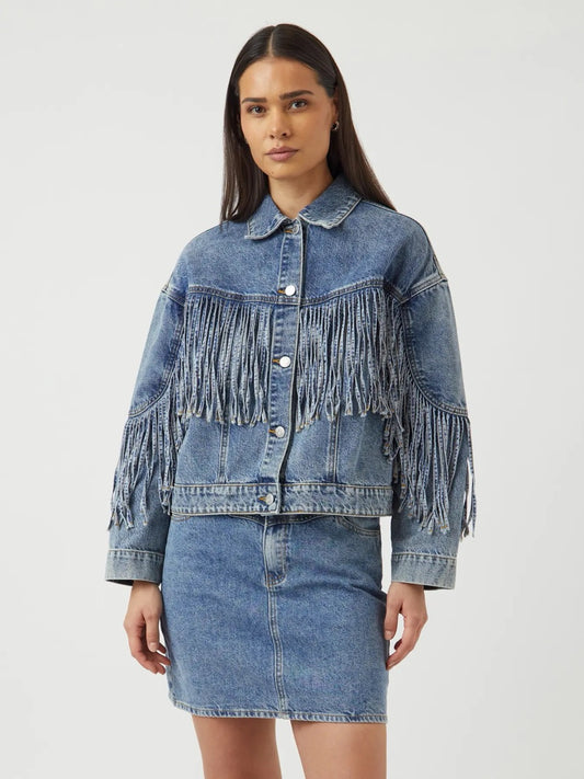 YAS Aiko Denim Fringe Jacket