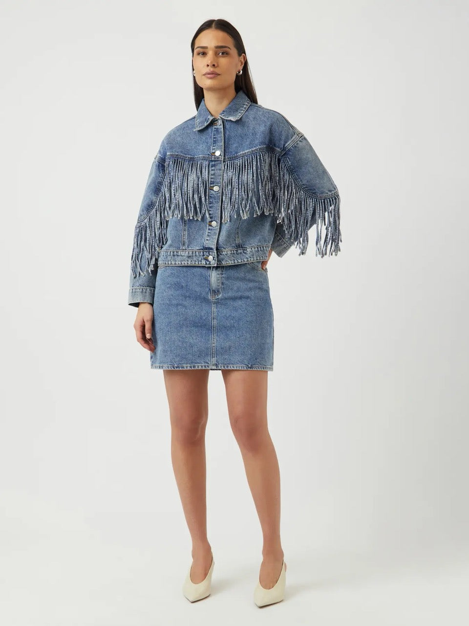 YAS Aiko Denim Fringe Jacket