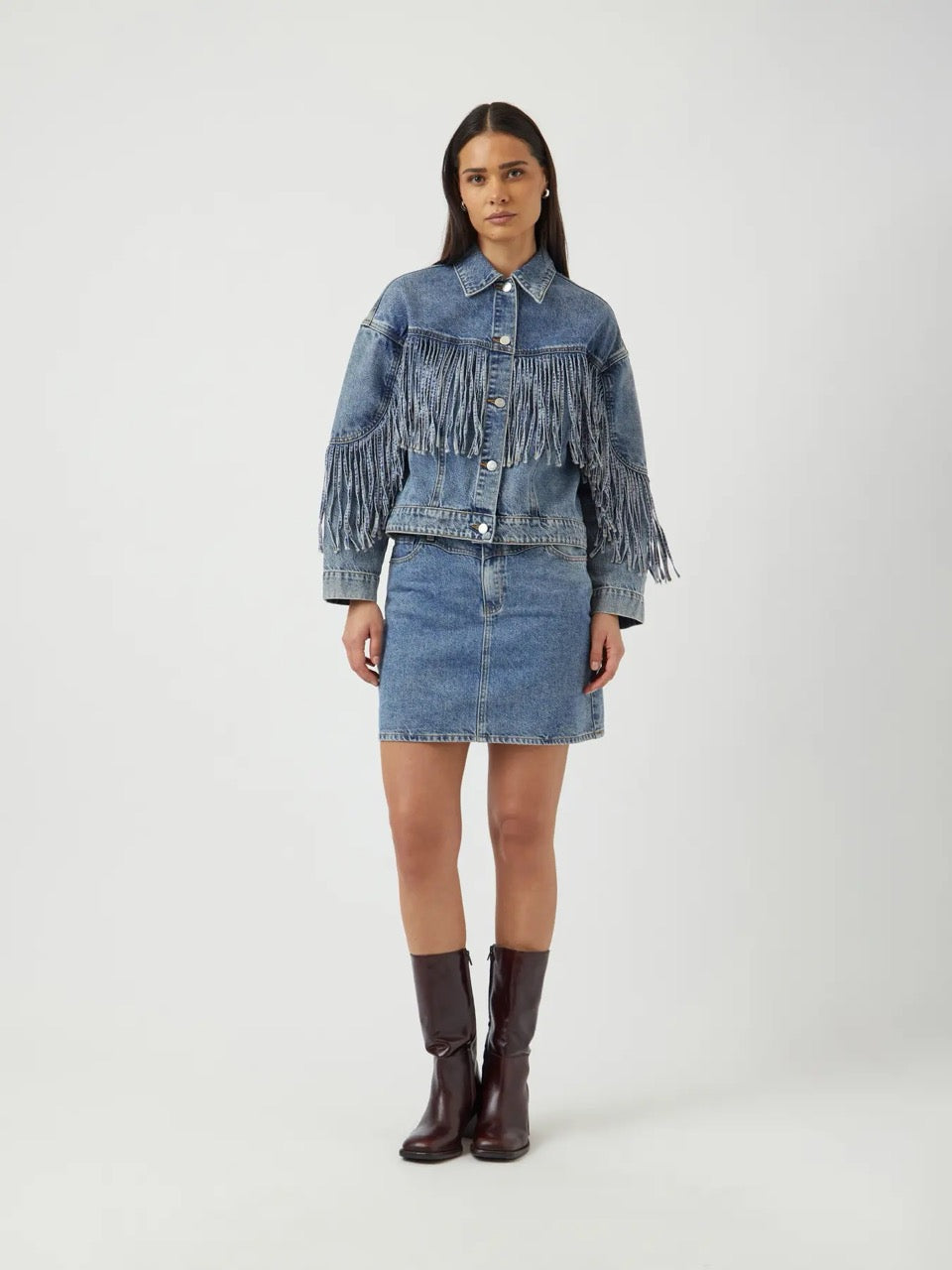YAS Aiko Denim Fringe Jacket