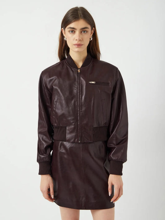 YAS Kala Bomber Leather Jacket