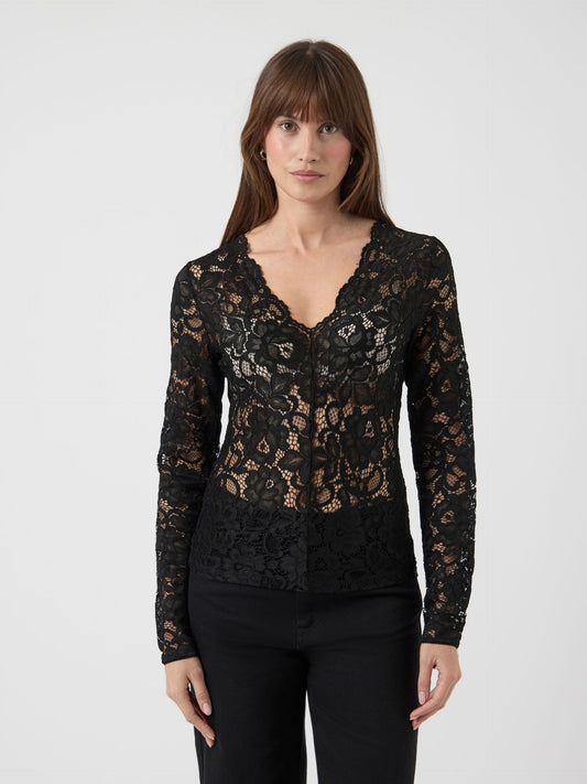 YAS Lacey V-Neck Lace Top